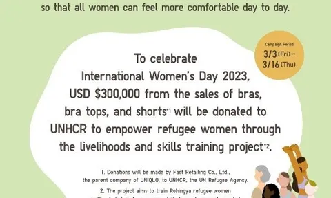 Tập đoàn Fast Retailing quyên góp 300.000 USD hỗ trợ dự án dành cho phụ nữ tị nạn