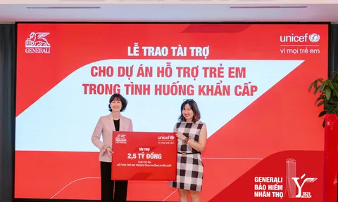 Generali tài trợ 2,5 tỷ đồng cho dự án bảo vệ trẻ em trong tình huống khẩn cấp thông qua UNICEF