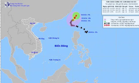 Bão số 5 đã di chuyển ra ngoài Biển Đông và không có khả năng quay trở lại