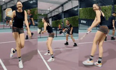 Ca sĩ Bảo Anh khoe vóc dáng mẹ một con trên sân pickleball