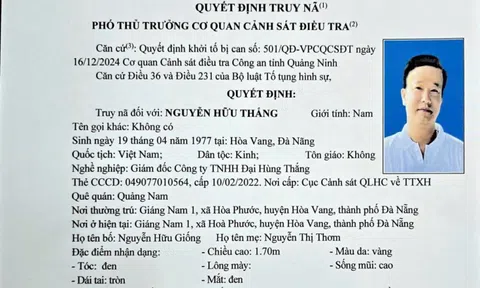 Truy nã Giám đốc Công ty TNHH Đại Hùng Thắng