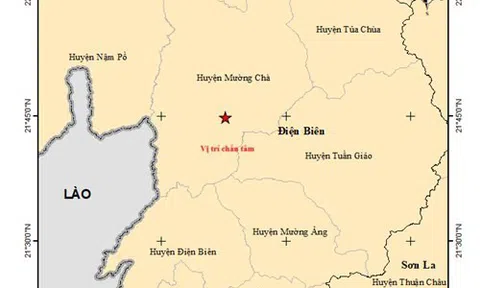 Động đất 5 độ tại huyện Mường Chà, tỉnh Điện Biên
