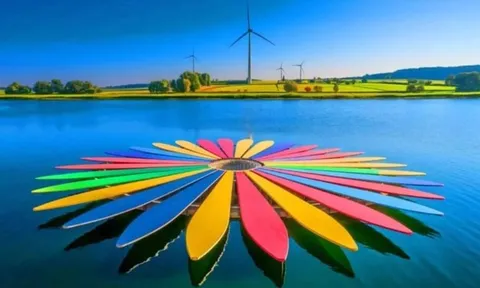 Bông hoa súng đa sắc màu từ turbine điện gió “đã nghỉ hưu”