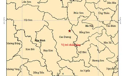 Động đất 3,6 độ tại xã Cao Dương, tỉnh Phú Thọ
