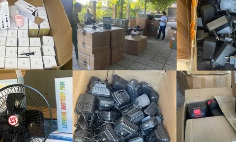 Đột xuất kiểm tra một xe tải khả nghi, lực lượng chức năng phát hiện 1.800 sản phẩm sạc điện, quạt tích điện Trung Quốc nhập lậu