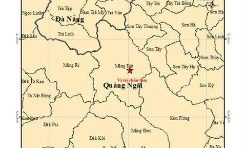 Động đất 4.5 độ tại xã Măng Bút, tỉnh Quảng Ngãi