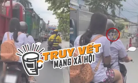 CSGT TP HCM vào cuộc vụ nữ sinh đi xe máy không đội mũ bảo hiểm, phì phèo điếu thuốc