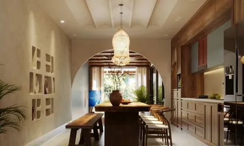 Nhà phố 4 tầng đưa phòng khách và bếp ăn lên tầng cao để tạo sự thoải mái