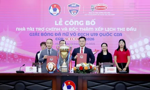 Giải bóng đá Nữ Vô địch U19 quốc gia - Cúp ACECOOK 2026 diễn ra từ 7-1 đến 7-2-2026