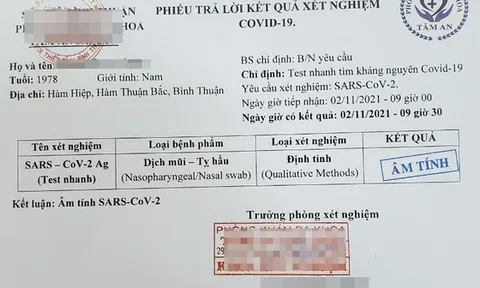 Bắt 4 đối tượng làm giả, mua bán giấy xét nghiệm Covid-19